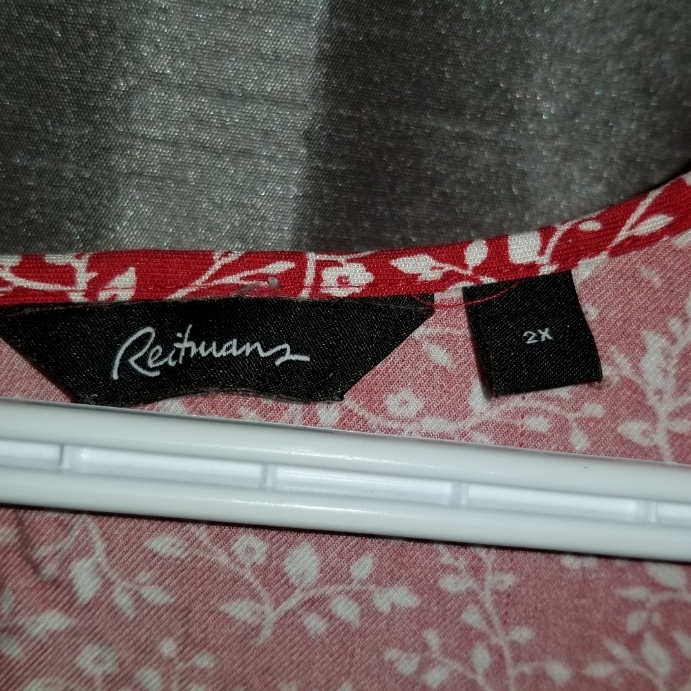 Reitmans Womens Red White Floral Design Viscose Dress Label Reads Size 2X - Picture 7 of 14